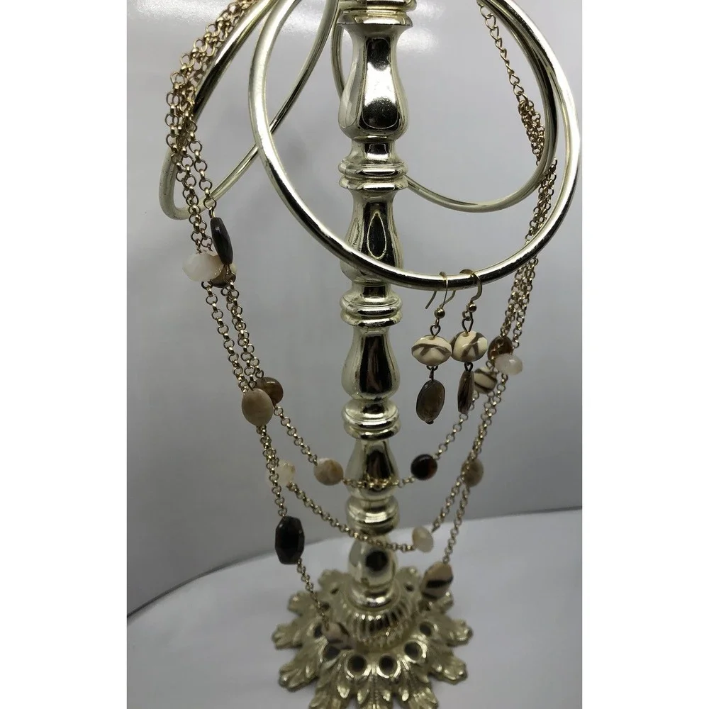 Matching Necklace Dangle‎ Earrings Gold Tone 18-24